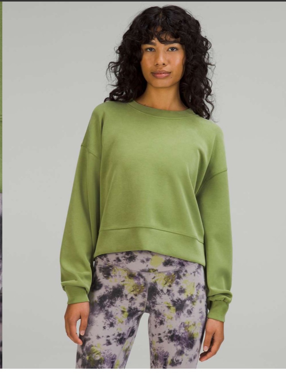 lululemon athletica Softstreme Olive Green Cropped Crewneck Sweatshirt